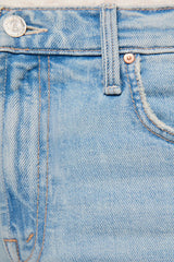 The Newbie Skimp Go Long by MOTHER – straight leg jeans in faded blue denim. Perfect for everyday styling.