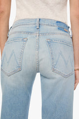 The Newbie Skimp Go Long by MOTHER – straight leg jeans in faded blue denim. Perfect for everyday styling.