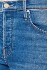 The Rerun Sneak Kissing The Caddy by MOTHER, wide leg denim with high rise fit and faded blue wash, relaxed everyday jeans for casual styling.