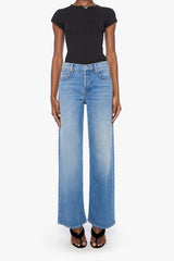The Rerun Zip Skimp Just An Animal by MOTHER – high rise wide leg jeans in blue denim. Perfect for everyday styling.