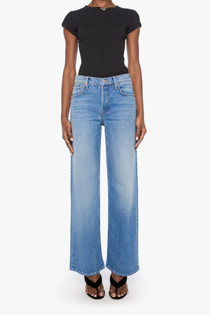 The Rerun Zip Skimp Just An Animal by MOTHER – high rise wide leg jeans in blue denim. Perfect for everyday styling.