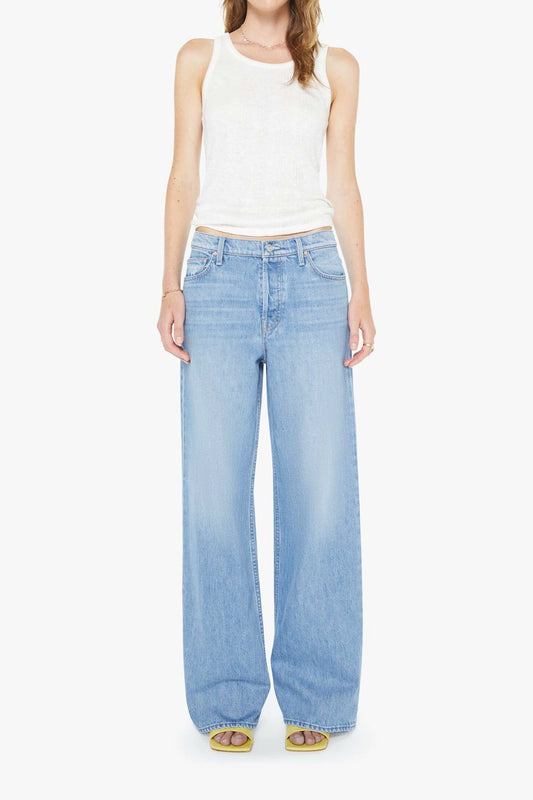 The Rerun Zip Sneak Last Bite by MOTHER - wide leg jeans in vintage blue wash, designed for a relaxed oversized fit.
