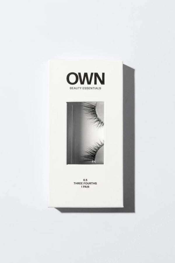 Three Fourths Lash 0.5 by OWN Beauty Essentials – fuller corner lashes with layered fibres and lifted outer eye effect.