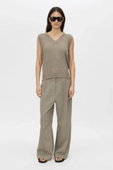 Tori Knit Vest Top Oat by Camilla and Marc – a cropped V-neck knit with ribbed edges. Perfect for layering or casual styling.
