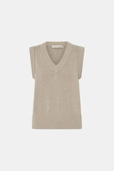 Tori Knit Vest Top Oat by Camilla and Marc – a cropped V-neck knit with ribbed edges. Perfect for layering or casual styling.