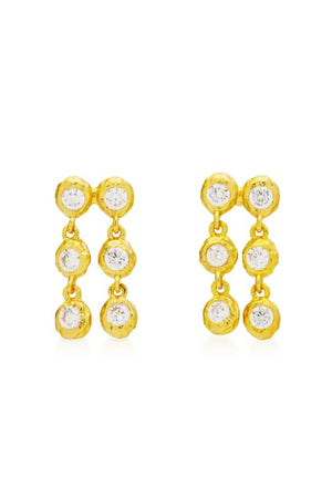 Toulouse Earrings by Amber Sceats, gold-plated drops with cubic zirconia crystals, a dazzling trendy piece perfect for evening glamour.