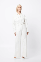 Transpire Shirt White by Mossman – a relaxed cotton shirt with patch pockets and curved hem. Perfect for casual styling.