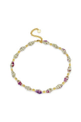 Trevi Necklace by Amber Sceats – handcrafted in Italy with 24K gold-plated brass and ceramic shells, inspired by Mediterranean elegance.
