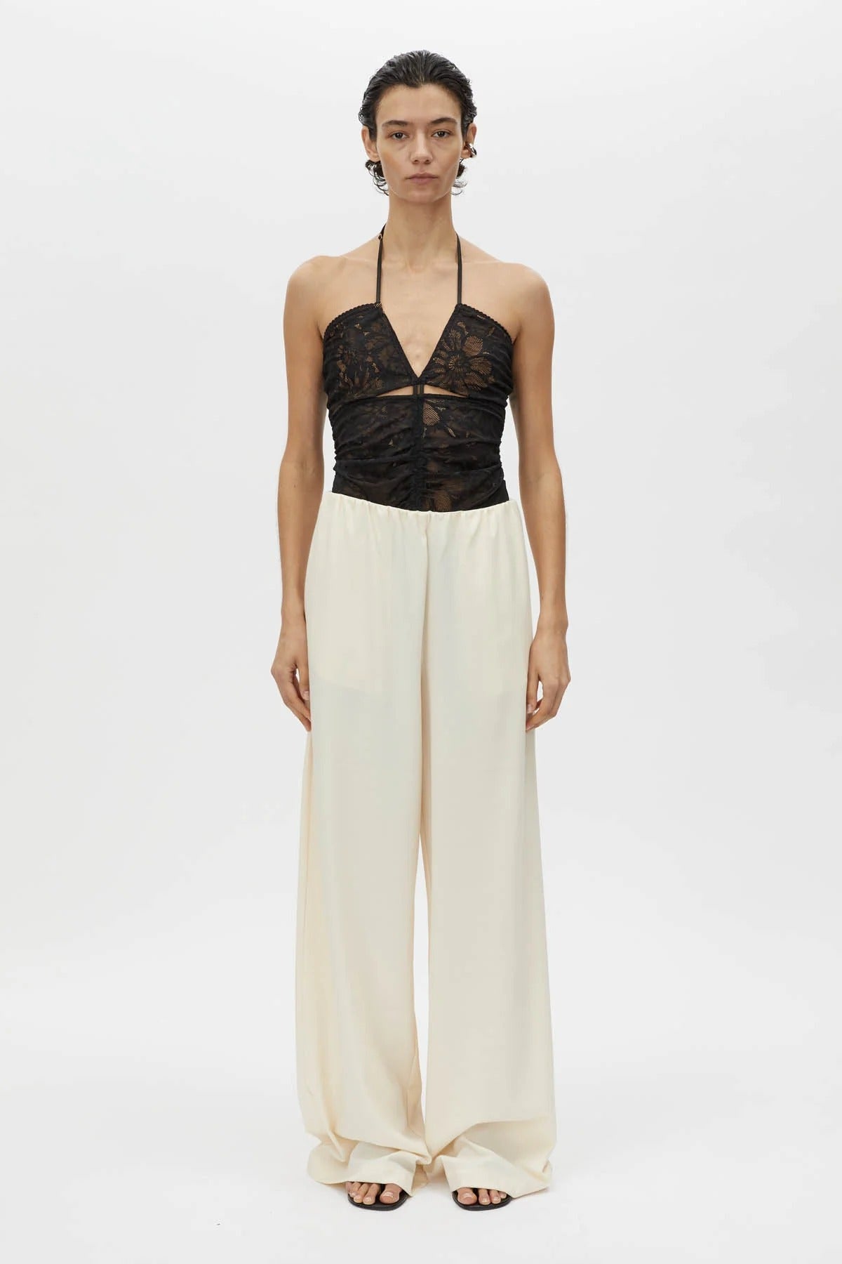 Trevi Pant by Camilla and Marc – a cream wide-leg pull-on pant with soft lining and an elastic waistband, perfect for relaxed polished dressing.