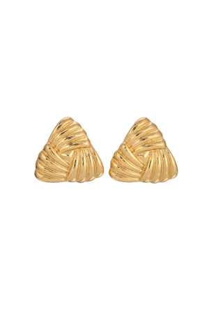 Tri Earrings Gold by Heaven Mayhem – gold plated earrings with vintage shape. Perfect for everyday or elevated styling.