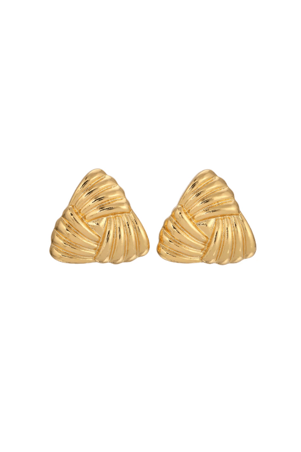 Tri Earrings Gold by Heaven Mayhem – gold plated earrings with vintage shape. Perfect for everyday or elevated styling.
