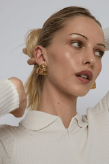 Tri Earrings Gold by Heaven Mayhem – gold plated earrings with vintage shape. Perfect for everyday or elevated styling.
