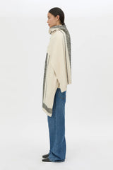 Tusk Knit Stripe Scarf Cream Black by camilla and marc – merino wool knit scarf with contrast jacquard stripe design.