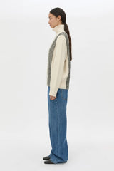 Tusk Stripe Detail Knit Turtleneck Cream Black by camilla and marc – merino wool turtleneck with contrast jacquard stripe graphic.