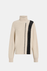 Tusk Stripe Detail Knit Turtleneck Cream Black by camilla and marc – merino wool turtleneck with contrast jacquard stripe graphic.