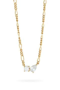 Twin Flame Necklace by Avant Studio, gold chain with CZ crystal detail. Perfect for everyday wear or meaningful gifting.