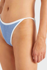 Tyler Bikini Cornflower by Hunza G, crinkle bikini with contrast trim and tanga briefs. Perfect for beach days or resort styling.