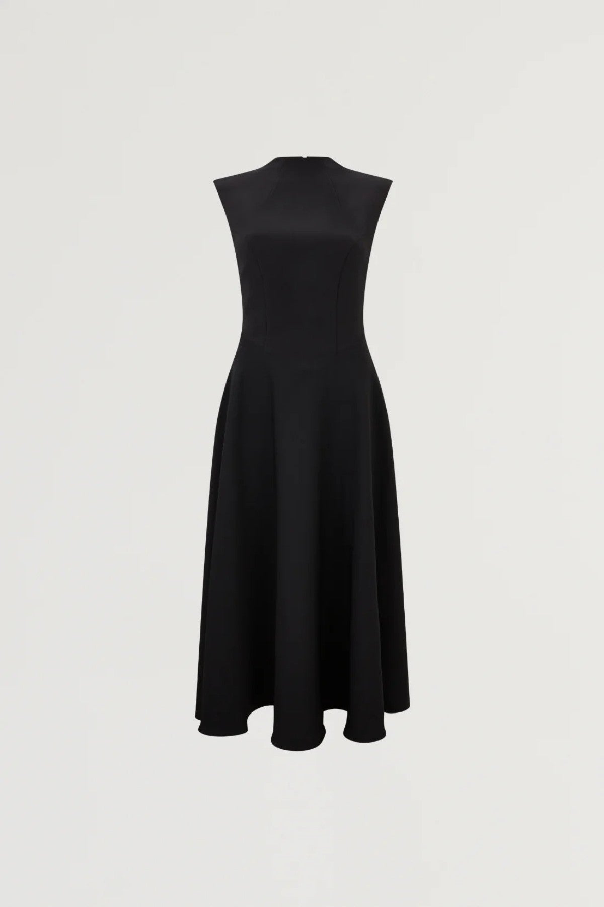 Ultimate Muse High Waist Sleeveless Midi Dress by Odd Muse — a black fitted midi with a signature V-waistline, perfect for elegant evenings.