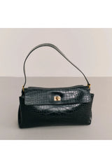 Valentina Bag Croc by Reh Studios – croc-embossed genuine leather shoulder bag with adjustable strap and structured silhouette.