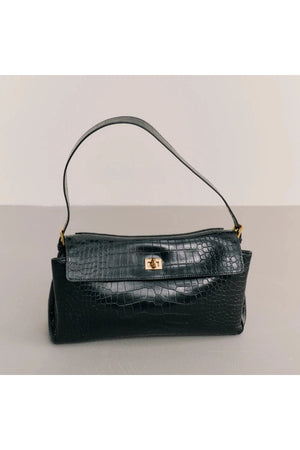 Valentina Bag Croc by Reh Studios – croc-embossed genuine leather shoulder bag with adjustable strap and structured silhouette.