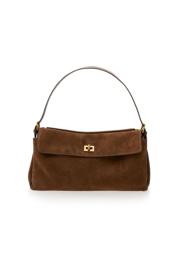 Valentina Bag Suede by Reh Studios – a structured suede and leather bag with adjustable strap. Perfect for chic everyday wear.