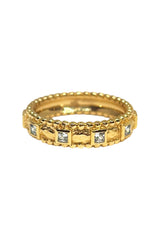Vera Ring by Mountain and Moon — a gold textured band with White CZ and rawa ball detailing, perfect for refined everyday sparkle.