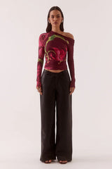 Vice Pant Black by Sovere, wide leg faux leather pants with tailored waistband for elevated evening styling