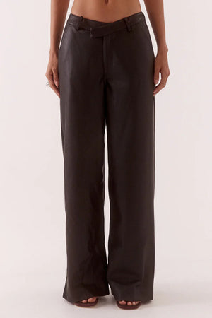 Vice Pant Black by Sovere, wide leg faux leather pants with tailored waistband for elevated evening styling.