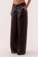 Vice Pant Black by Sovere, wide leg faux leather pants with tailored waistband for elevated evening styling.