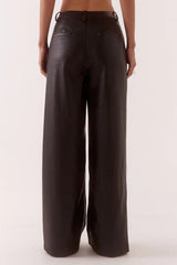 Vice Pant Black by Sovere, wide leg faux leather pants with tailored waistband for elevated evening styling.