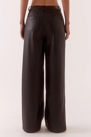 Vice Pant Black by Sovere, wide leg faux leather pants with tailored waistband for elevated evening styling.