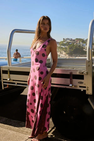 Vivi Maxi Dress Big Dotty by Summi Summi – flowing viscose maxi dress with bold dot print for elevated summer occasions.