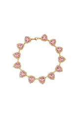Vivian Necklace Pink by Mayol, gold plated necklace with crystal heart pendant. Perfect for everyday wear or gifting.