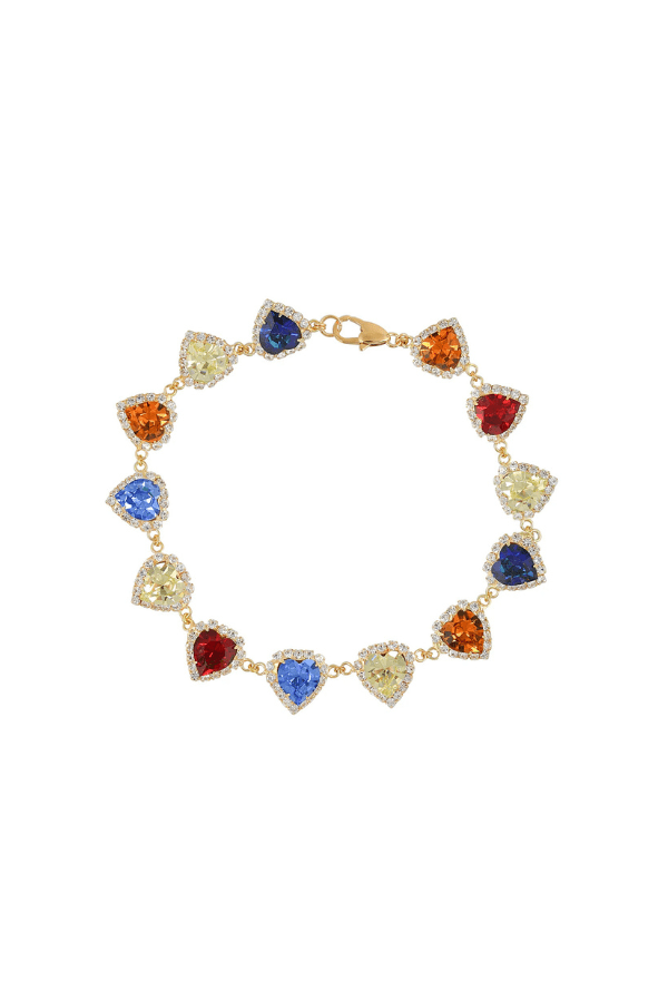 Vivian Necklace Valentines Red by Mayol, gold plated necklace with crystal heart pendant. Perfect for gifting or romantic styling.