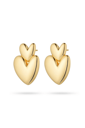 Vivienne Earrings in Gold by Avant Studio, gold heart earrings with retro design. Perfect for statement styling or everyday wear.