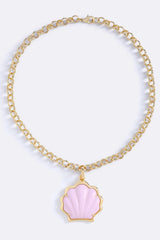 Welcome To Saint Tropez Pirouette by Emma Pills – 14K gold plated necklace with detachable enamel shell charm.