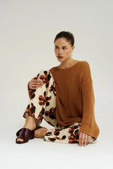 Wide Leg Pant Butter Fleur by Summi Summi – floral linen blend wide leg pants with elastic drawstring waist.
