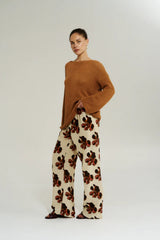 Wide Leg Pant Butter Fleur by Summi Summi – floral linen blend wide leg pants with elastic drawstring waist.