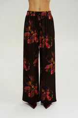 Wide Leg Pant Chocolate Petals by Summi Summi – relaxed floral wide leg pants with elastic waistband and silky drape.