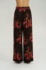 Wide Leg Pant Chocolate Petals by Summi Summi – relaxed floral wide leg pants with elastic waistband and silky drape.