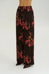 Wide Leg Pant Chocolate Petals by Summi Summi – relaxed floral wide leg pants with elastic waistband and silky drape.