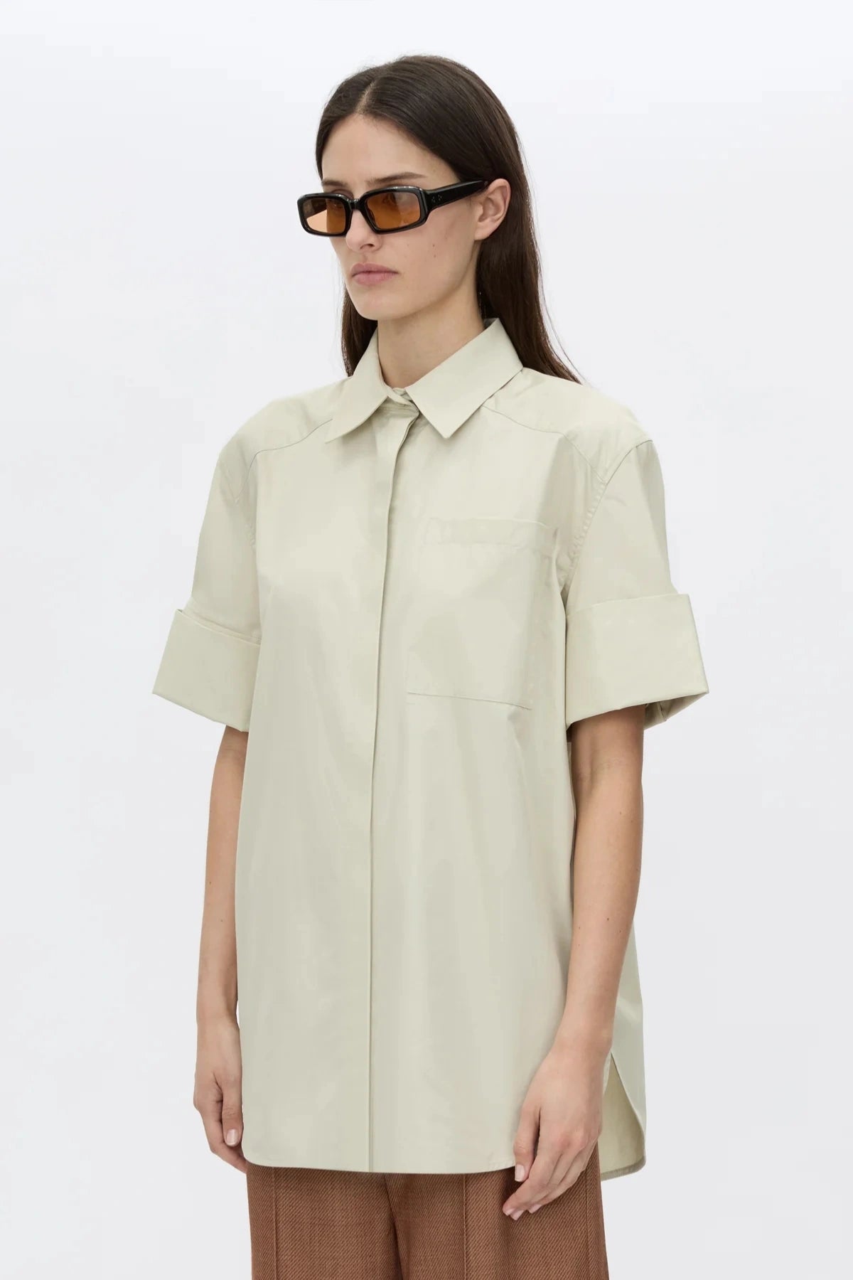 Winslow Short Sleeve Shirt by Camilla and Marc, cotton-blend collared shirt with cuff detail, a versatile trendy staple perfect for warm days.