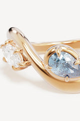 With Freedom I Become Ring by By Charlotte – 18k gold vermeil ring with aquamarine and cubic zirconia stones.