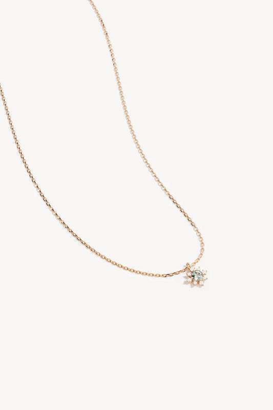 With Grace, I Rise Necklace by By Charlotte – 18k gold vermeil necklace with green tourmaline floral pendant and cubic zirconias.