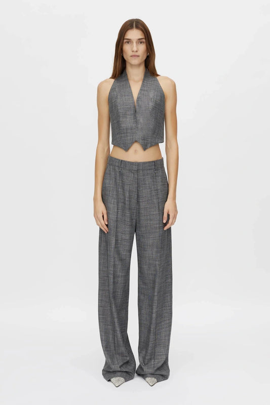 Zazu Cropped Vest Top by Camilla and Marc in charcoal marle, cropped halter-neck wool blend with versatile layering design.