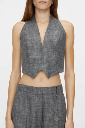 Zazu Cropped Vest Top by Camilla and Marc in charcoal marle, cropped halter-neck wool blend with versatile layering design.