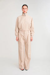 Zena Manstyle Pant Beige by Pfeiffer – wide leg pinstripe tailored trousers with relaxed menswear-inspired fit.