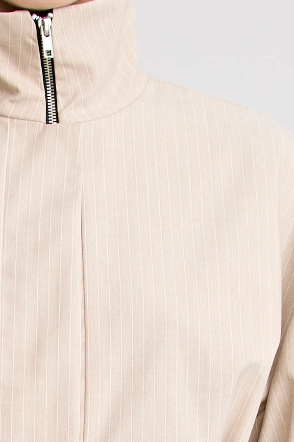 Zena Manstyle Pant Beige by Pfeiffer – wide leg pinstripe tailored trousers with relaxed menswear-inspired fit.