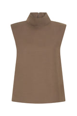 Zoe Turtleneck Suit Top Taupe by Sneaky Link – a structured top with turtleneck and clean lines. Perfect for elevated styling.