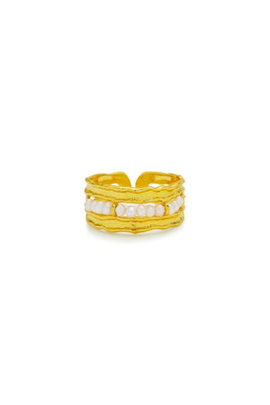Zuni Ring by Amber Sceats, pearl and gold statement ring, perfect for elevated everyday or occasion styling.